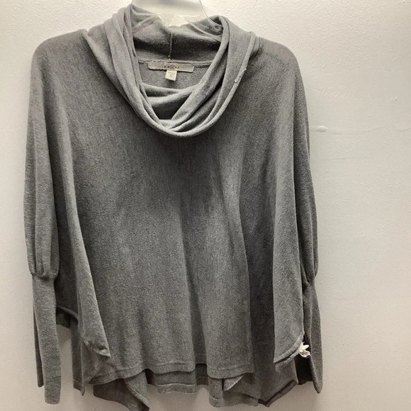 Fever Grey Knit Cowl Neck Tunic Faux Wrap Sweater Top Size Medium Preowned - Picture 1 of 6